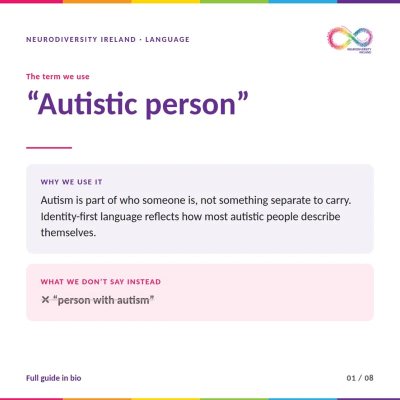 The term we use: autistic person, not person with autism